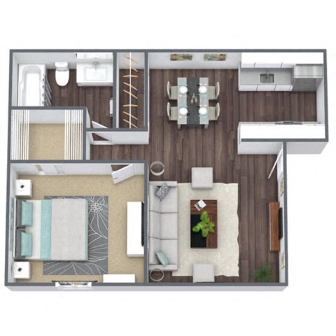 1BD 1BA (L) Floor Plan