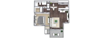 1x1 floor plan at Liberty Creek, Aurora
