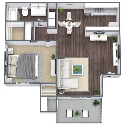 1x1 floor plan at Liberty Creek, Aurora