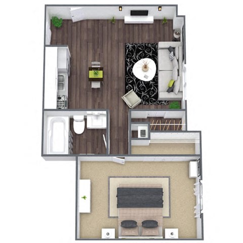 Ascott Floor Plan: 1 Bed, 1 Bath