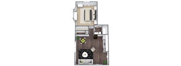 Arbor Floor Plan: 1 Bed, 1 Bath
