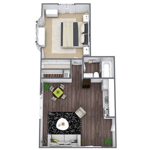 Arbor Floor Plan: 1 Bed, 1 Bath