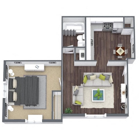 1-Bedroom Floor Plan, 545 SQFT