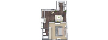 1 Bedroom Floor Plan, 590 SQFT