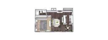 1 Bedroom Floor Plan, 650 SQFT