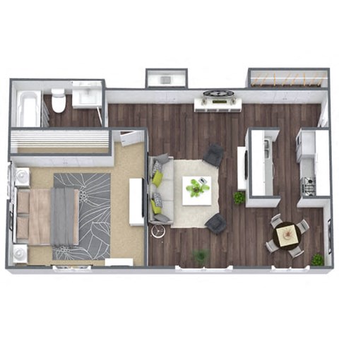 1 Bedroom Floor Plan, 650 SQFT