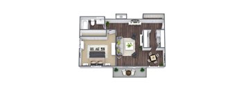 1 Bedroom Floor Plan, 685 SQFT