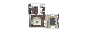 1-Bedroom Floor Plan, 720 SQFT