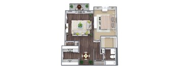 1-Bedroom Floor Plan, 725 SQFT