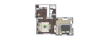 1-Bedroom Floor Plan, 735 SQFT