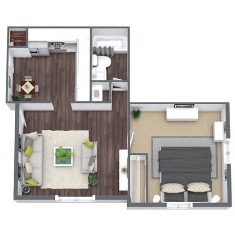 1-Bedroom Floor Plan, 735 SQFT