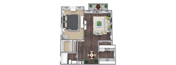 1-Bedroom Floor Plan, 750 SQFT