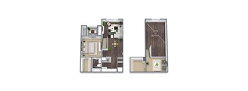 1-bedroom floor plan