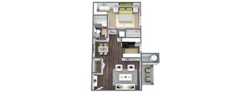 Elevate at Jackson Creek 1x1 Floor Plan (C), 714 SQFT.
