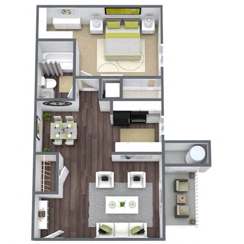 Elevate at Jackson Creek 1x1 Floor Plan (C), 714 SQFT.