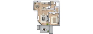 A1 1X1 Floor Plan, 679 SQFT