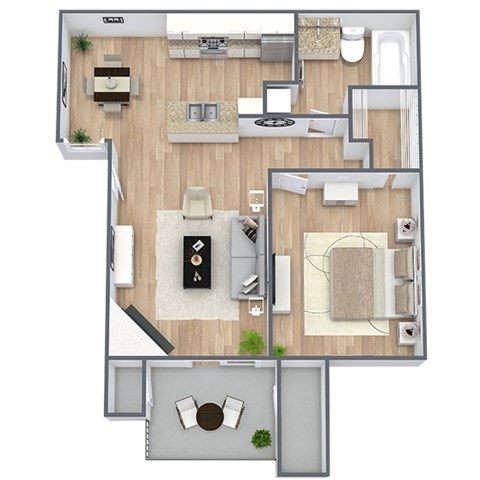 A1 1X1 Floor Plan, 679 SQFT