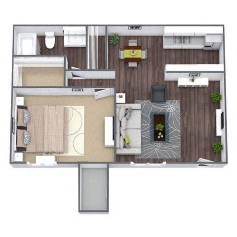 1-bedroom  1-bathroom floor plan