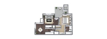 1-bed 1-bath apartment floor plan