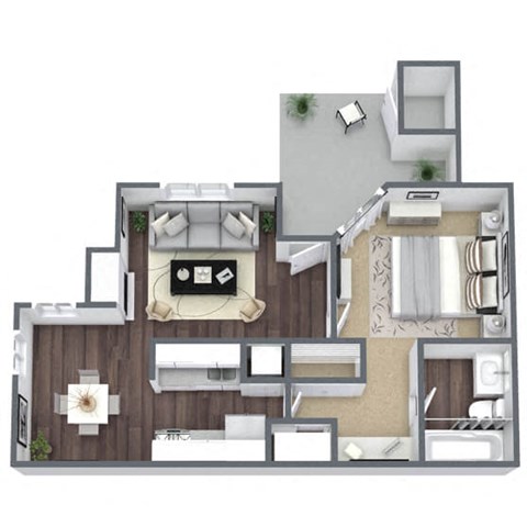 1-bed 1-bath apartment floor plan