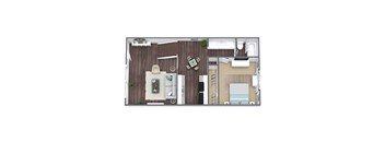 1X1A Floor Plan, 594 SQFT.