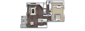 A2 1x1 Floor Plan, 790 SQFT.