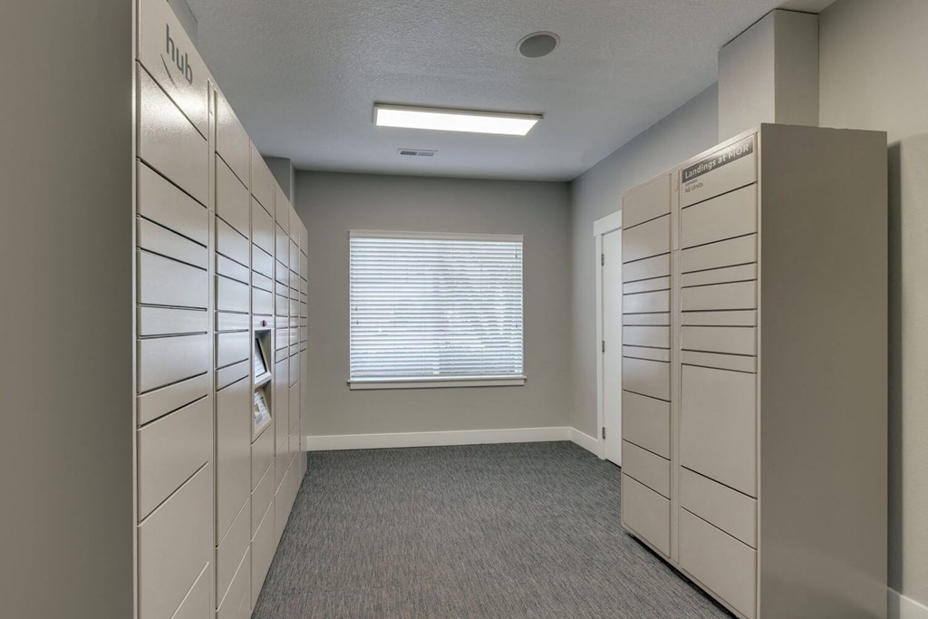 Community Parcel Package Room at Landings at Morrison Apartments located in Gresham, OR.