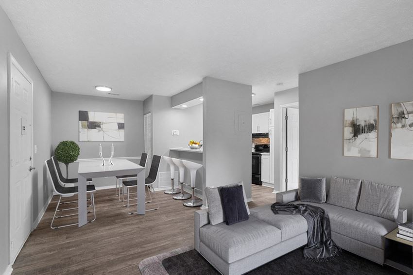 Model living room and dining