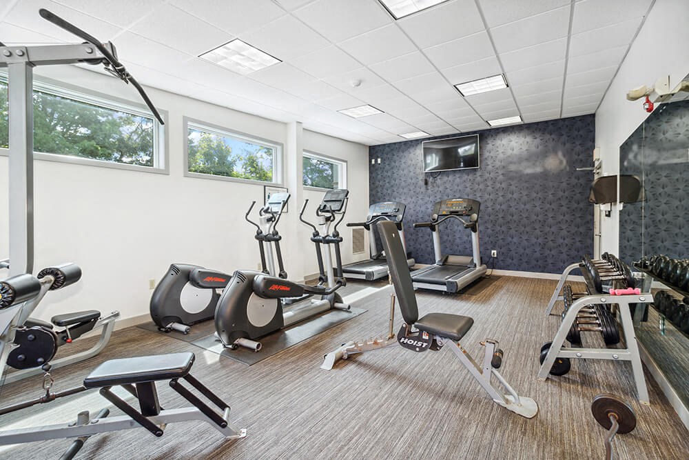 Clubhouse interior with equipment