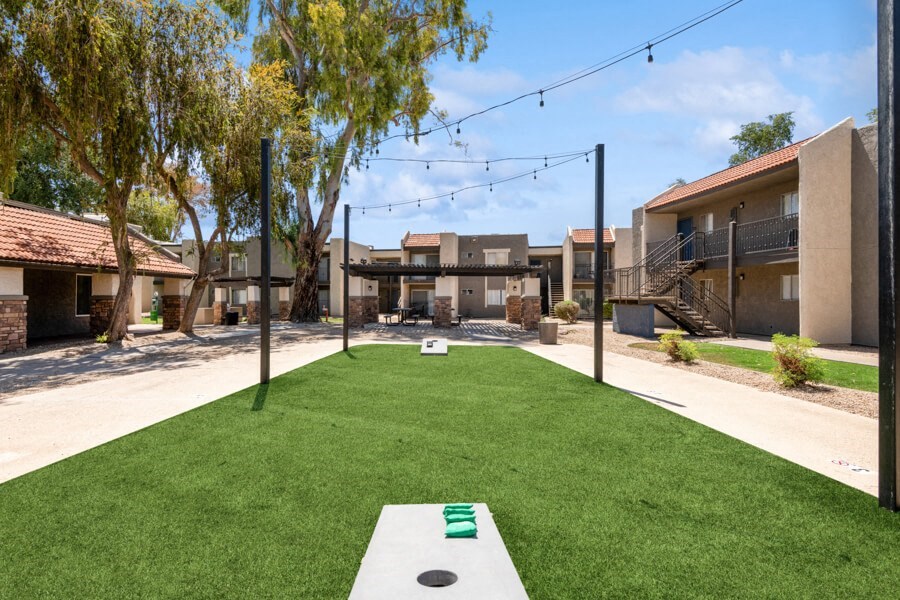 Cornhole game area at Villages at Metro Center, Phoenix, 85051