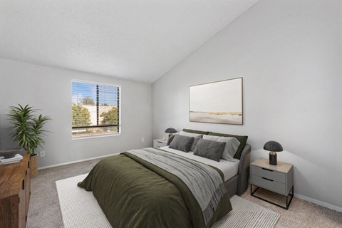 Model apartment bedroom at Verona Park, Mesa, AZ 85210