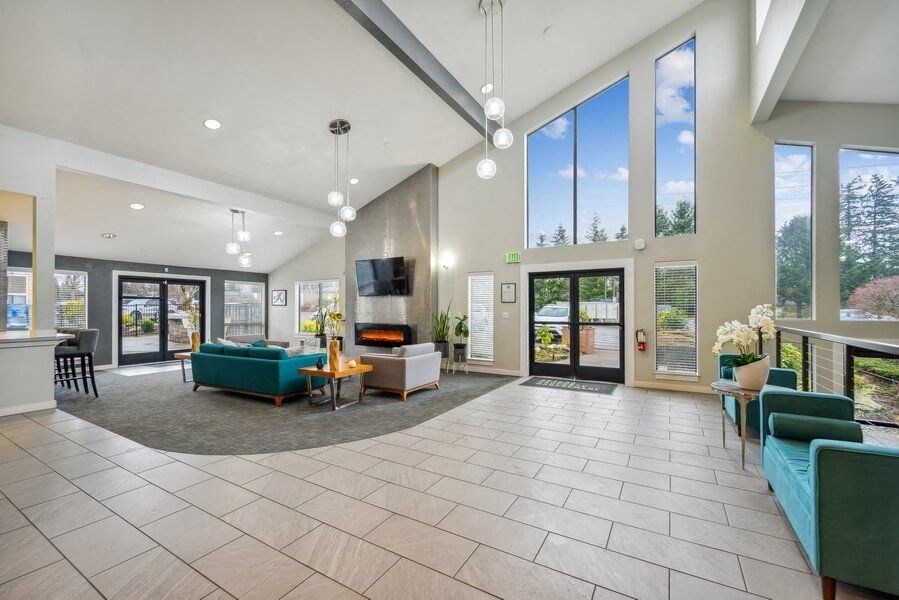 Community lounge area and leasing office