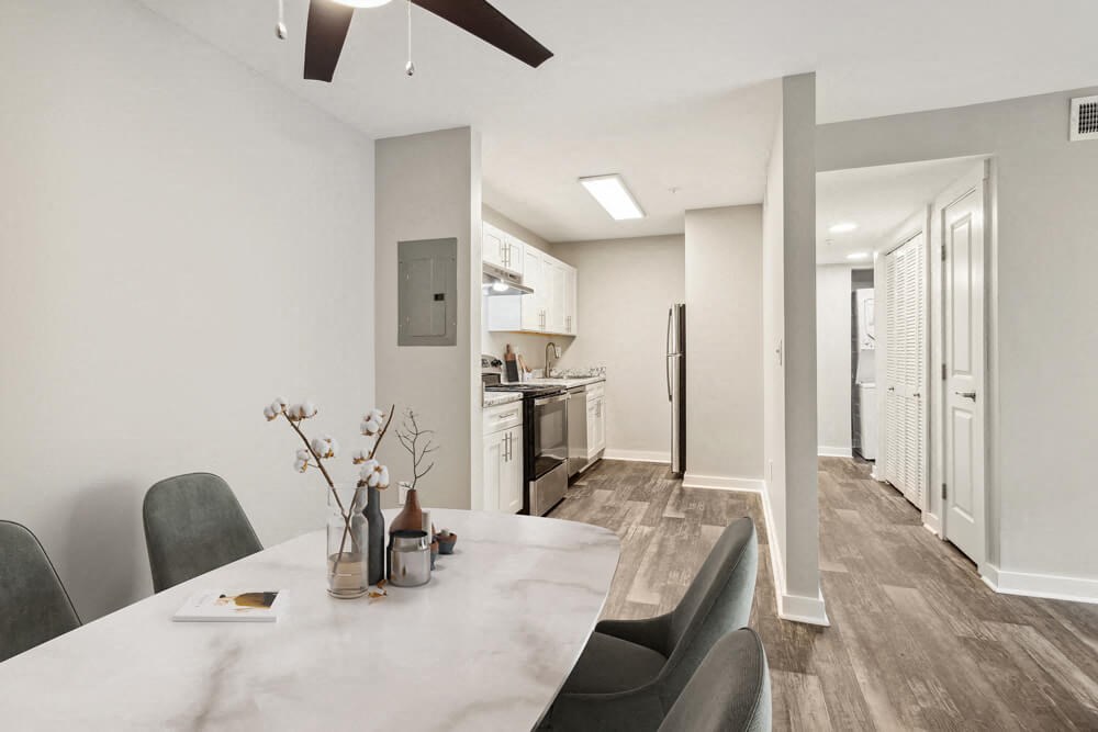 Model dining and kitchen area