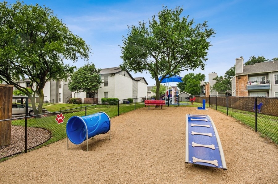 Dog park with agility equipment