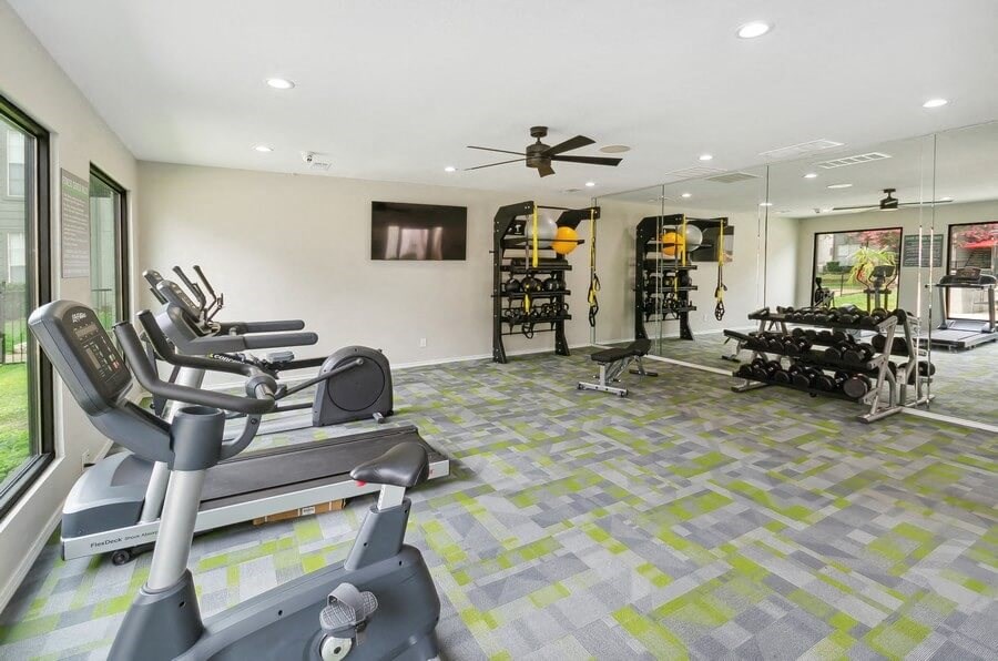 Fitness center with treadmills at Autumnwood, Arlington, TX