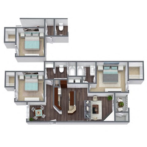 2x2 B floor plan image at Bridges at Oakbend, Lewisvillle, TX