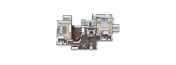 2x2 D floor plan image at Bridges at Oakbend, Lewisvillle, 75067