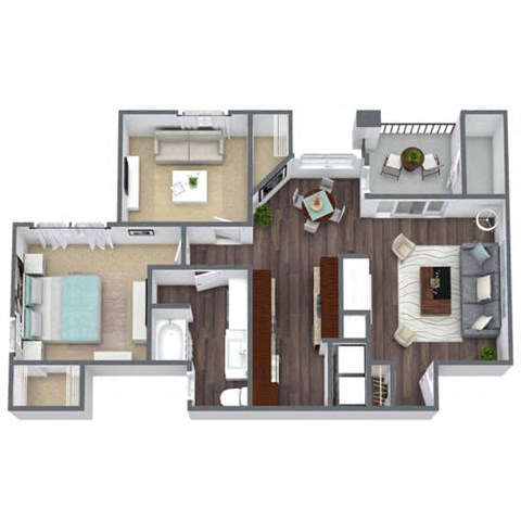 2x2 E floor plan image at Bridges at Oakbend, Lewisvillle, Texas