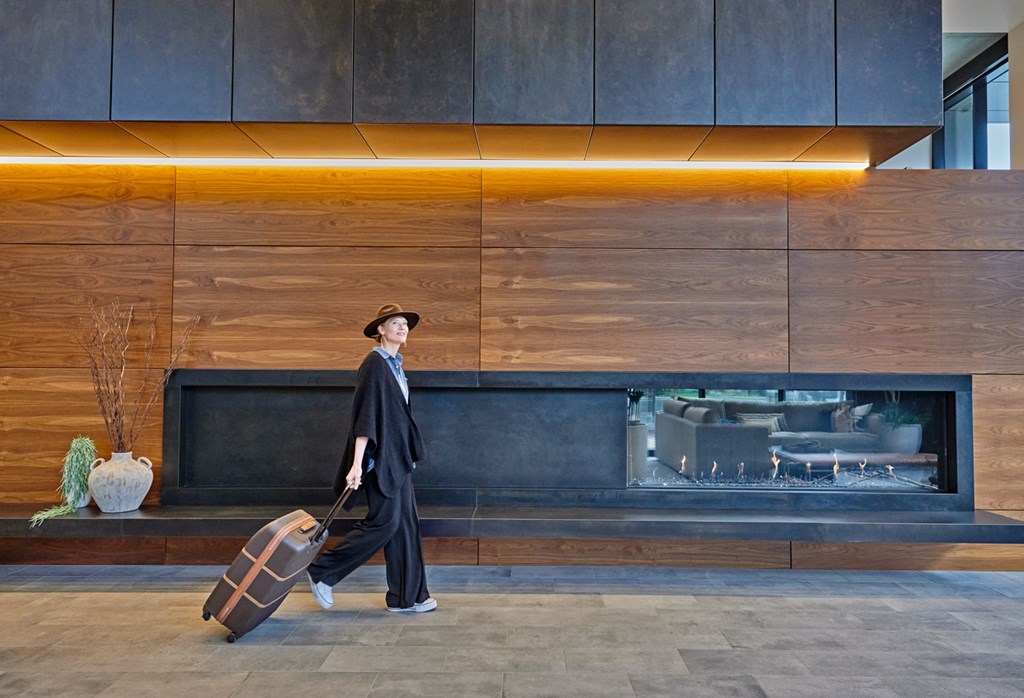 Lobby fireplace at The Sutton