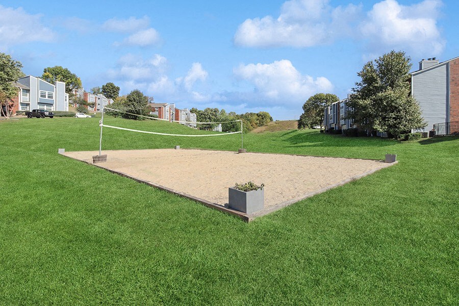 Community Sand Volleyball Court with Net at Abbington Heights Apartments in Antioch, TN.