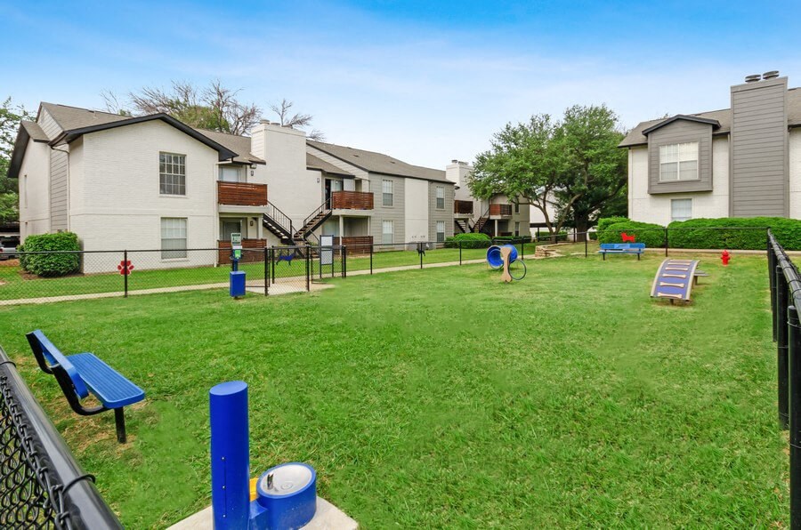 Dog park with agility equipment at Autumnwood, Arlington, 76014