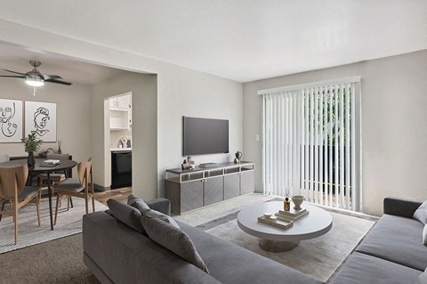 a living room with a couch and a coffee table