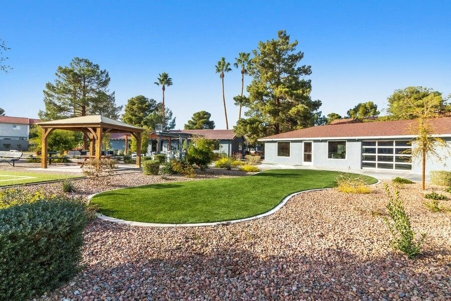 Picnic area and well kept landscape