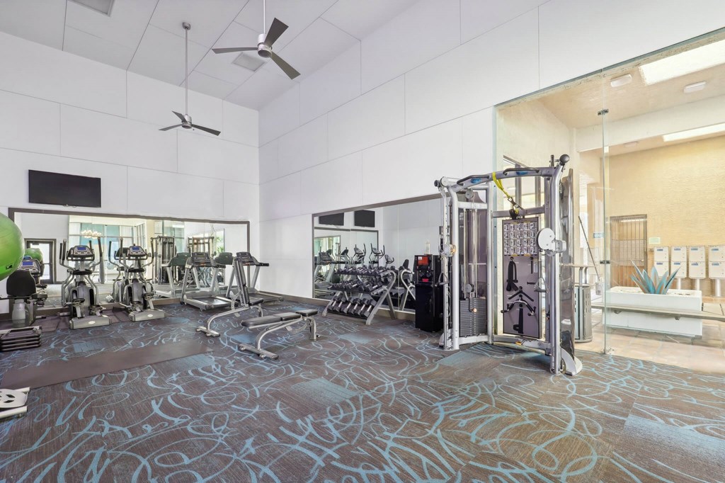Community Fitness Center with Equipment at Helix Apartments located in Las Vegas, NV.