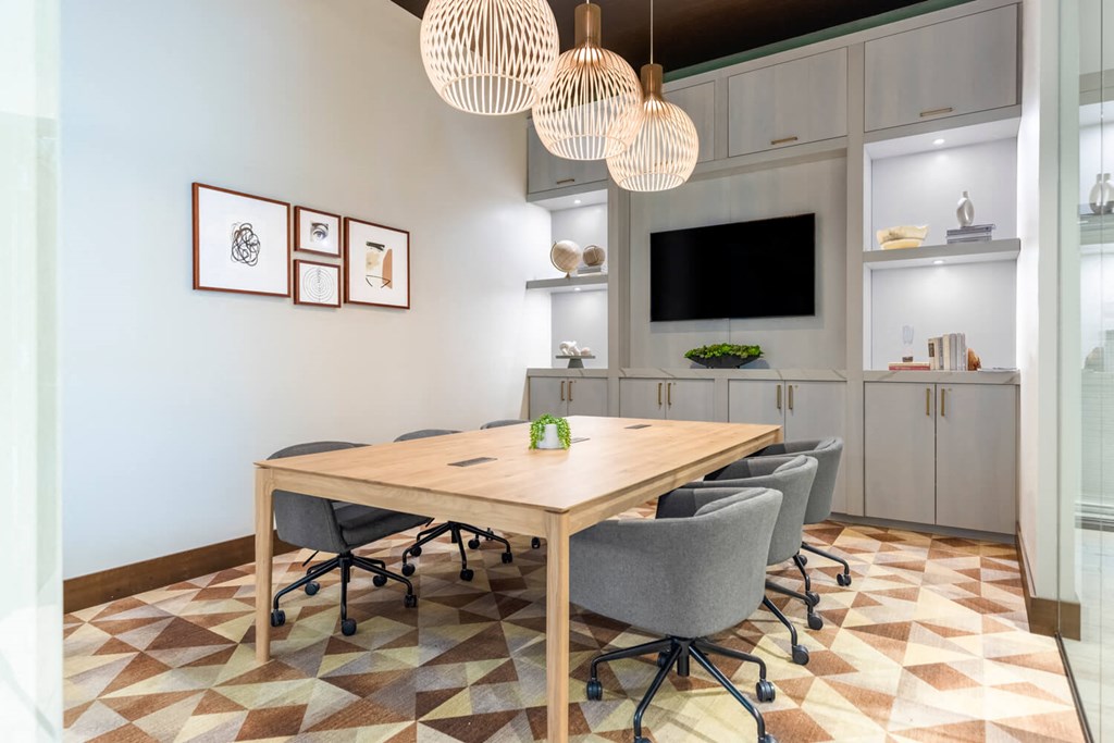 Business center with tv screens