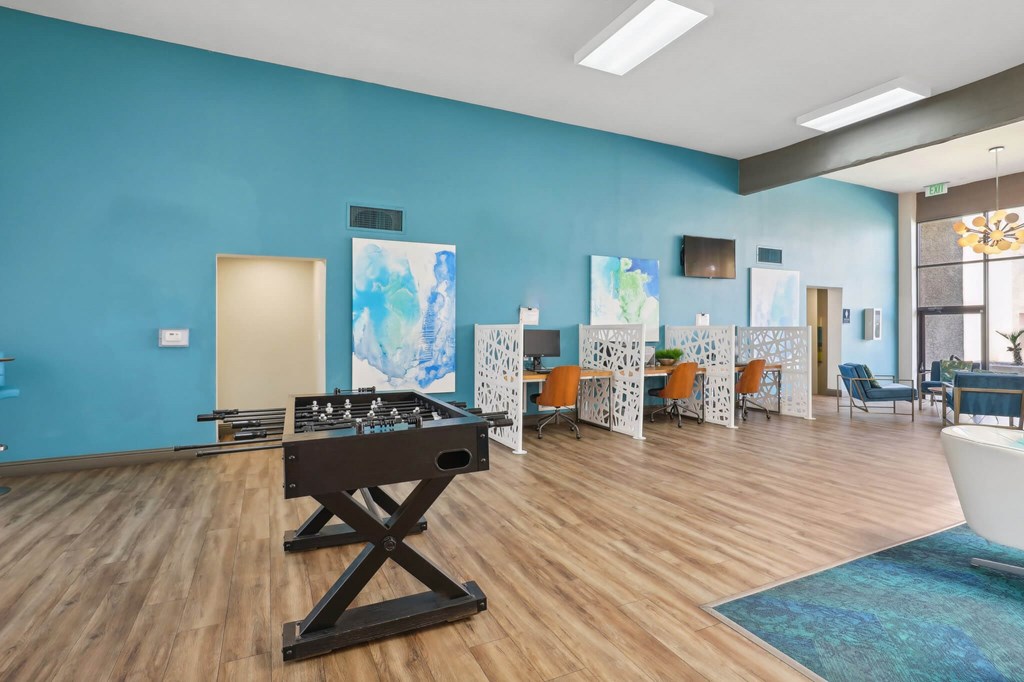 Community Clubhouse Billiards Room at Helix Apartments located in Las Vegas, NV.