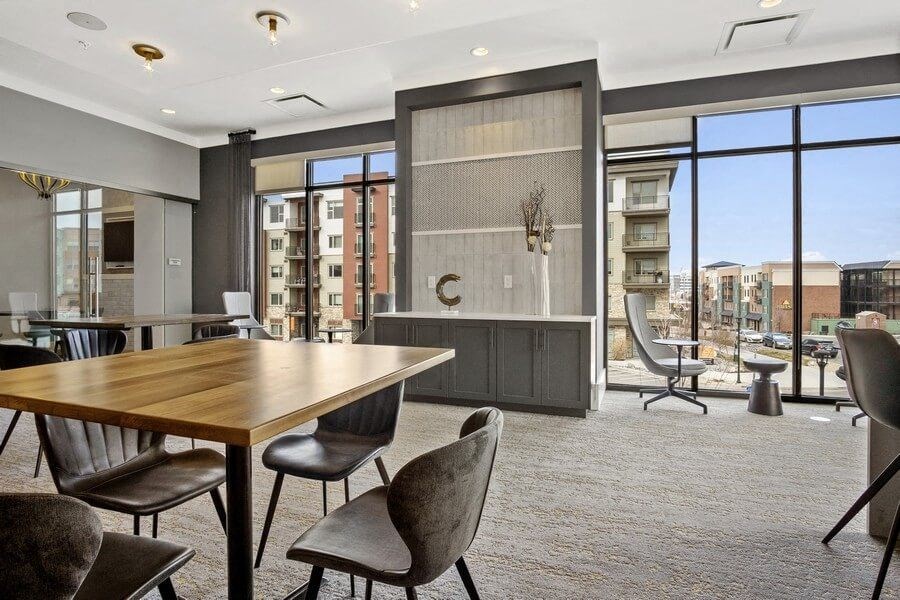 Lounge area with large windows