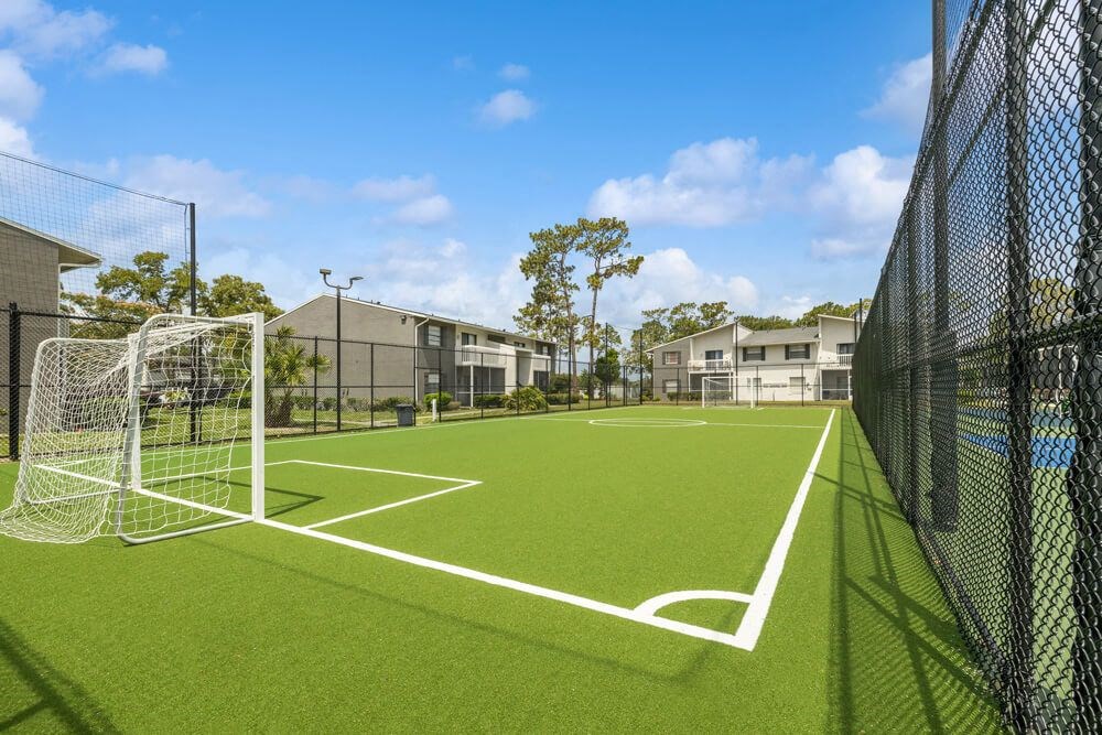 Soccer field with goal posts