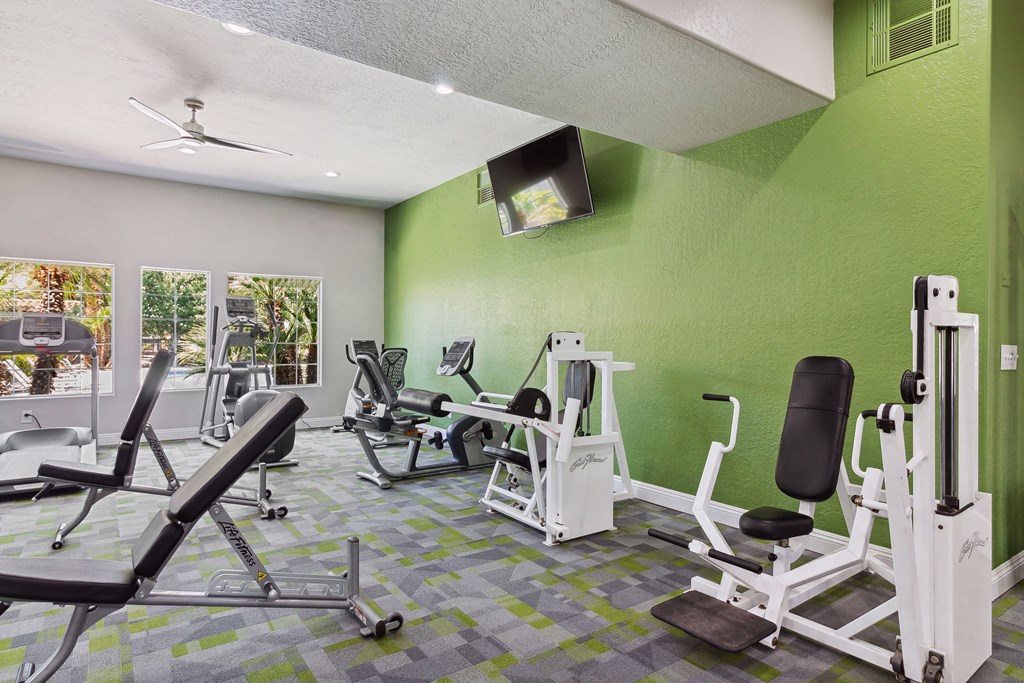 Community Fitness Center with Equipment at Verraso Apartments in Las Vegas, NV.