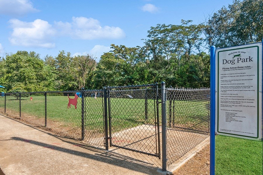 Community Dog Park with Agility Equipment at Stoney Trace Apartments in Charlotte, NC.